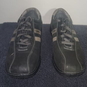 Skechers Mens Critics Black and Gray Nubuck Casual Lace Up Shoes Size 10